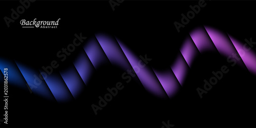 Bilde på lerret The abstract, deep black background features glowing diagonal lines in various shades of blue and purple crisscrossing the image