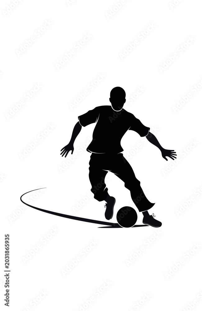 Obraz premium Silhouette of a person playing football with a ball
