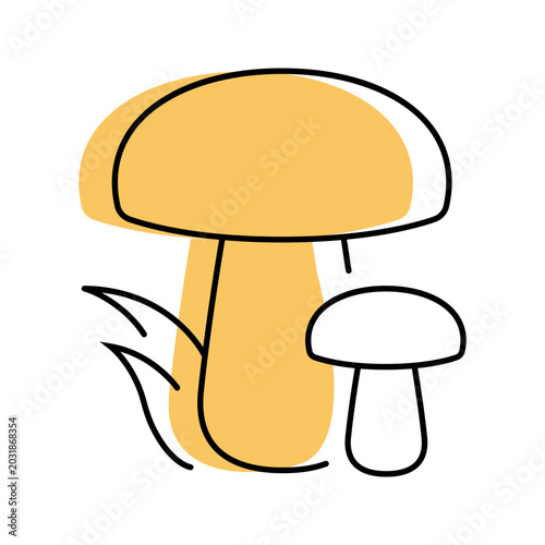 Obraz na płótnie Mushroom fungus icon. Food and wild mushroom line symbol. Color.