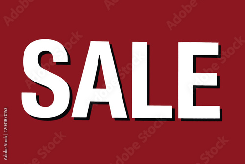 Sale text illustration vector sign with shadow isolated on red background