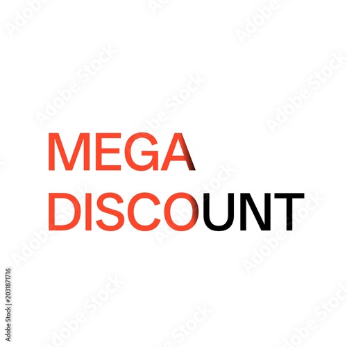 Mega Discount Red Black Gradient Typography Icon Sale Promotion Discount Text Vector Design