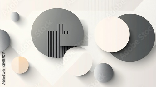 Abstract Geometric Circles Background with Shadows and Light - Modern Design