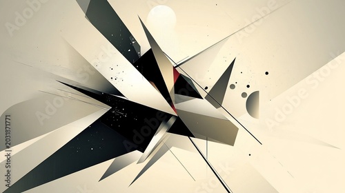 Abstract Geometric Explosion of Light and Shadow, 3D Render