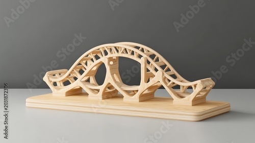 Architectural Model of a Modern Bridge with Intricate Lattice Structure