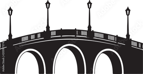 Photos Elegant stone arch bridge with multiple arches and classic lampposts in black a