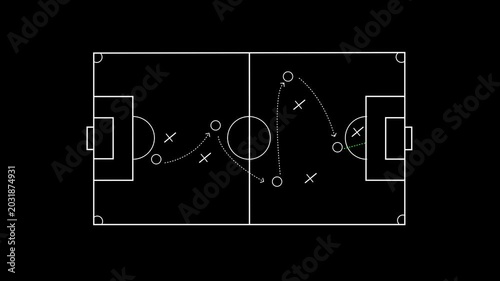 Soccer tactical strategy board animation with player movement paths