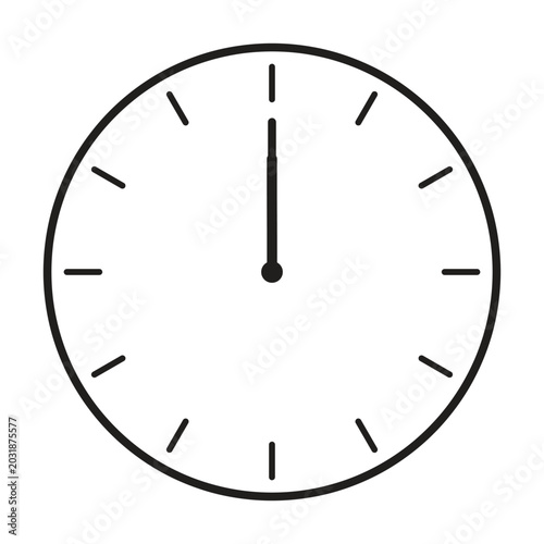 Minimalist line art analog wall clock vector icon showing ten o'clock isolated on white background. Clean time management, appointment, schedule, and deadline concept graphic element. 