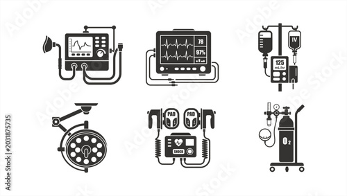 Vászonkép Medical Equipment Icon Set
