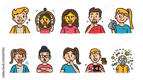 Foto Various Expressions of Human Emotion and Thought