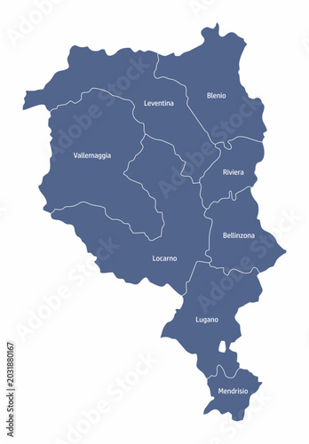 Ticino Canton administrative map