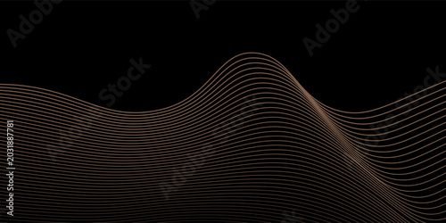 Foto latar belakang garis Golden Wave abstrak,
