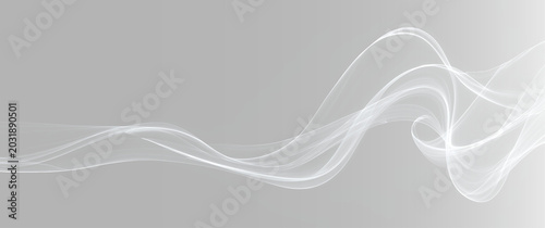 Fotografía Realistic white smoke wave trail set, atmospheric elegant fluid steam veil and c