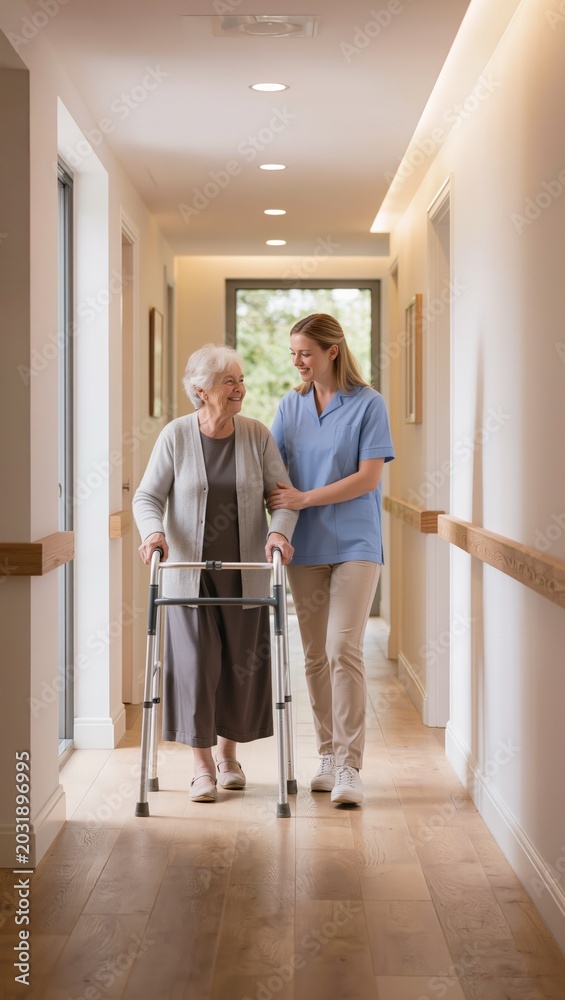 Fototapeta premium Home Caregiver Assisting Senior