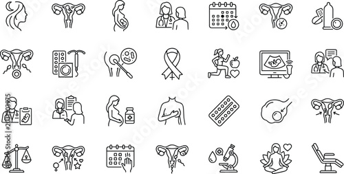 Obraz na plátně Women health icons for pregnancy gynecology reproductive health and medical checkups