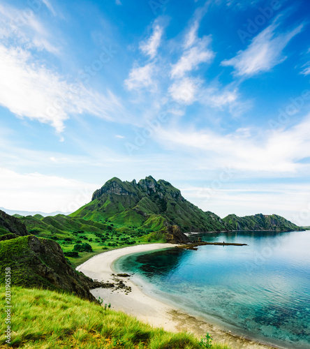 Padar Island Iconic Three Bays Panoramic View at Sunrise Komodo National Park