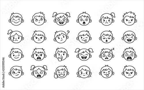Cute Kids Facial Expressions Bundle