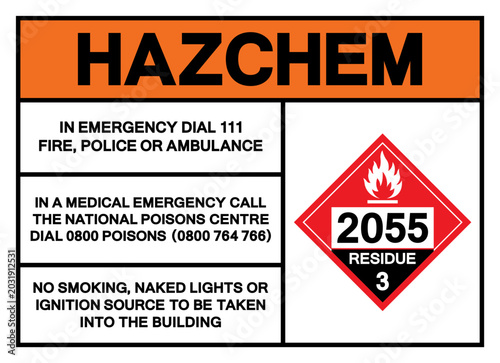 Photos Hazard Chemical Hazard Chemical Styrene monomer UN2055 Residue Class 3 Symbol Sign, Vector Illustration, Isolate On White Background, Label