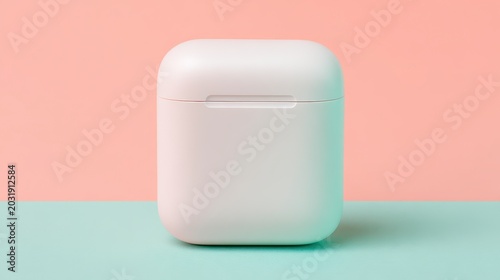 White Minimalist Case on Pastel Pink and Mint Background in Modern Aesthetic Studio Setting