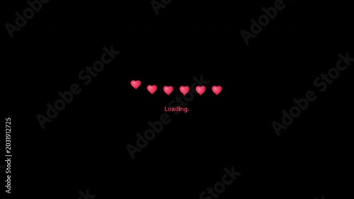 Bouncing Hearts Loading Bar Animation, Romantic Progress Indicator, Valentine Progress Bar, Dating App UI, Love Heart Animation, Loopable Status Bar, Pink Heart Icons 4k video