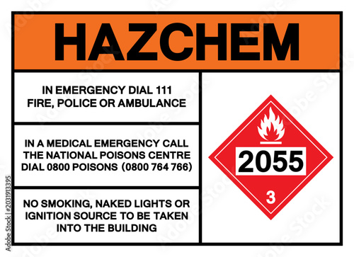 Photos Hazard Chemical Styrene monomer UN2055 Symbol Sign, Vector Illustration, Isolate On White Background, Label