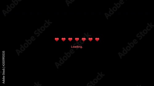 Bouncing Red Hearts Loading Bar Animation, Romantic Progress Status Indicator, Heartbeat Wave, Valentine Waiting Screen, UI Motion Graphics, Love Concept Element 4k video