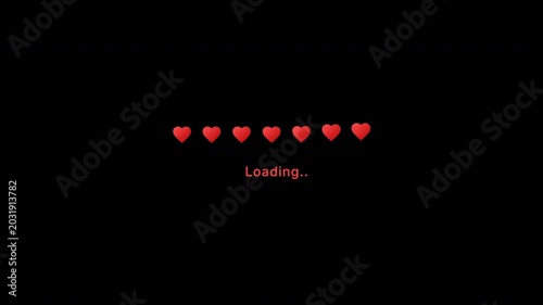 Bouncing Red Heart Loading Bar Animation on White Black and Green Screen Backgrounds, Romantic Progress Indicator, Valentines Heart Pulse, Digital UI Element 4k video