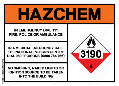 Foto Hazard Chemical UN3190 Spontaneously Combustible Symbol Sign ,Vector Illustration, Isolate On White Background Label