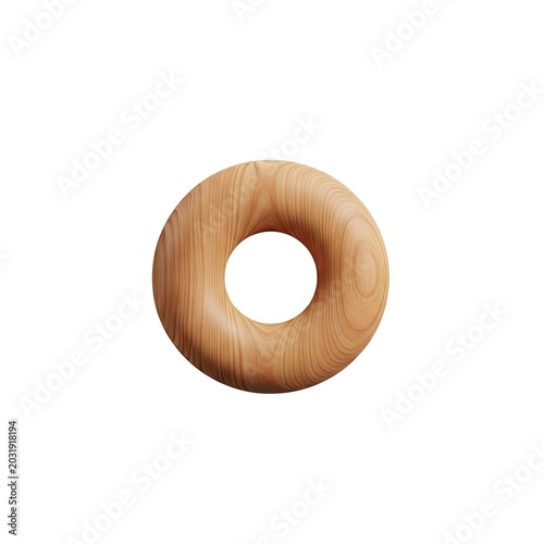 Wooden Ring Isolated on White Background.