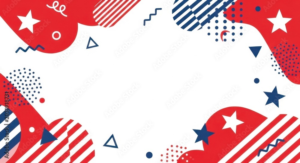 Obraz premium Abstract Patriotic USA Theme Background with Stars and Stripes Patterns.