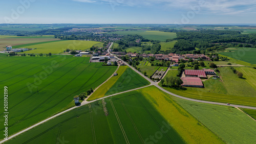 Obraz na płótnie Vue aérienne panoramique du village de Boismont , en Meurthe-et-Moselle, Lorraine