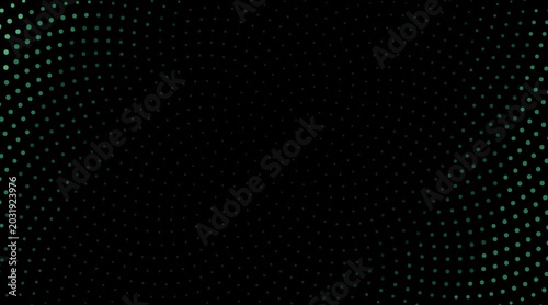 Abstract geometric green halftone dot pattern illustration on dark background