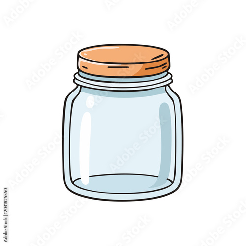 Empty Glass Jar with Orange Lid Illustration