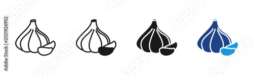 Garlic icon set multiple style collection