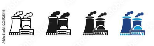 Nuclear Plant icon set multiple style collection