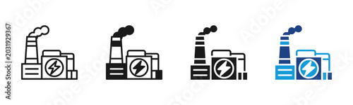Photos Power Plant icon set multiple style collection