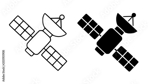 Bild auf Leinwand Satellite minimalist illustration, outline and silhouette technology icon