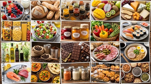Grid Collage of International Cuisine and Gourmet Dishes