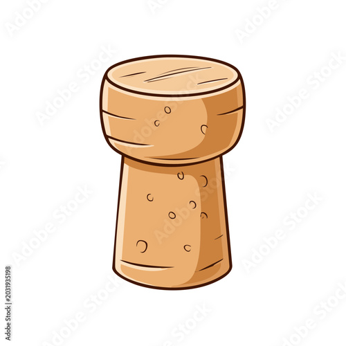 Champagne Cork Stopper Illustration Isolated on White Background