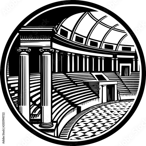 Bild auf Leinwand Herculaneum ruins vector illustration architectural details of an ancient roman