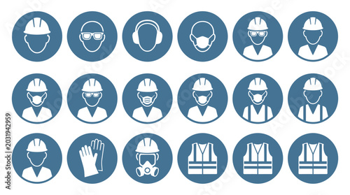 Personal Protective Equipment Safety Icon Set