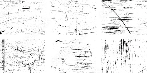 Bild auf Leinwand Collection of six black and white grunge texture backgrounds with scratches and