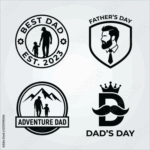Schilderij op canvas Black and white Fathers Day badges.