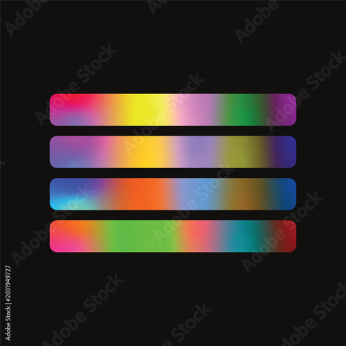Minimalist futuristic neon gradient stripe elements. Set of trendy vivid color transition interface graphic asset