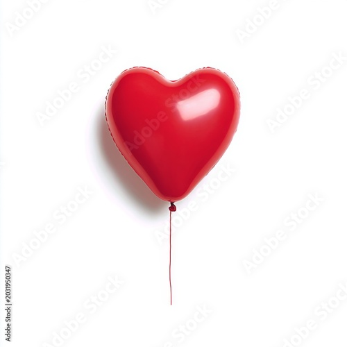 Red Heart-Shaped Balloon Floating Against a Clean White Background for Celebratory Events and Romantic Occasions