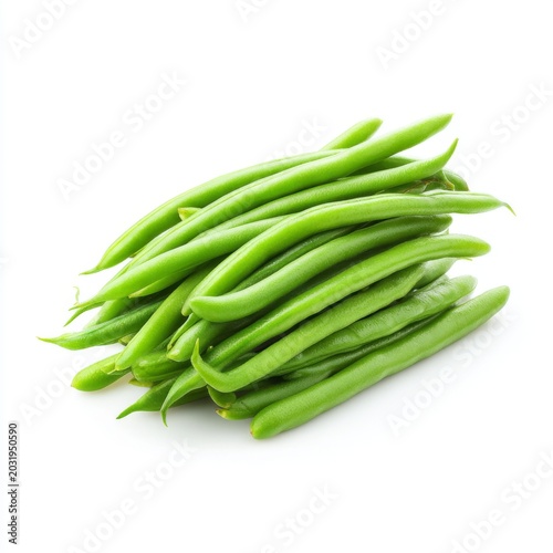 Fresh and Vibrant Green Beans Isolated on White Background for Culinary Use and Health Related Content