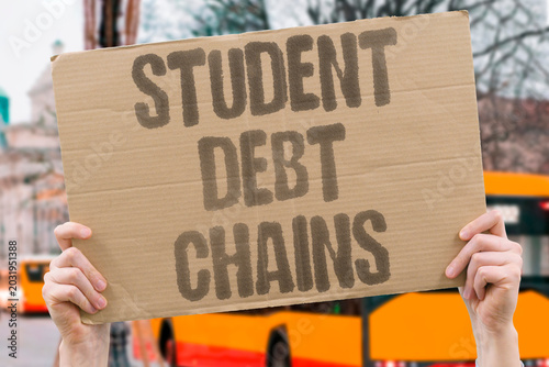 Quadro su tela "Student Debt Chains" Early borrowing limits financial stability before adulthood begins fully
