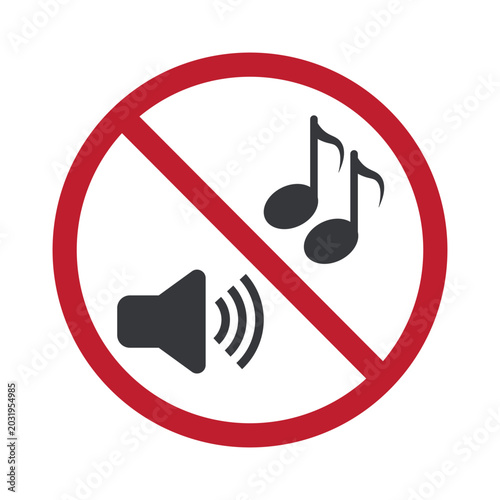 Fotografie Isolated prohibition sign showing loudspeaker with high volume sound indicating