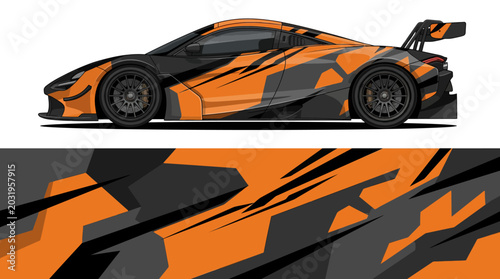 Quadro su tela Orange and black sports car side.