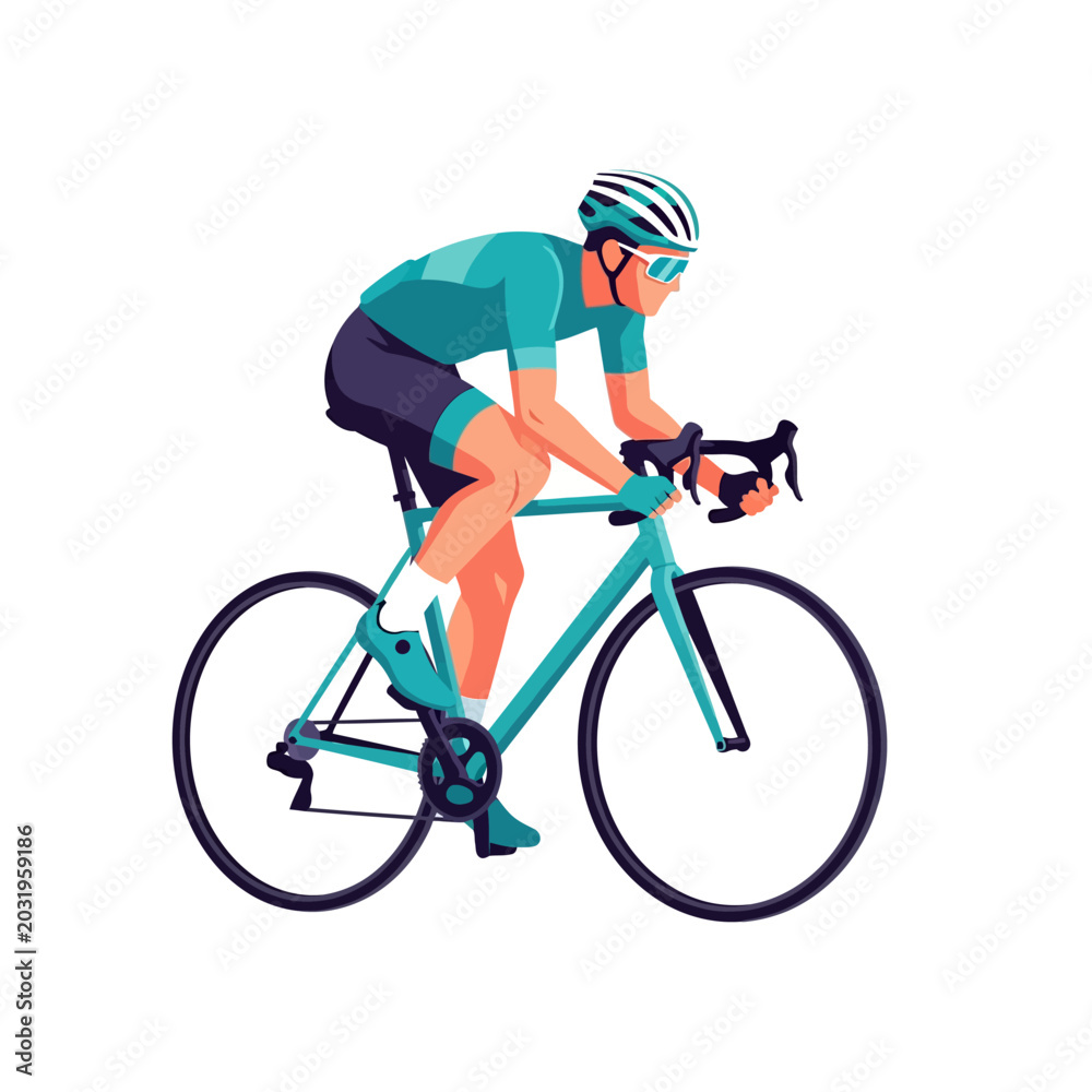 Naklejka premium Cyclist on Bicycle: Vector Illustration of Sport Activity