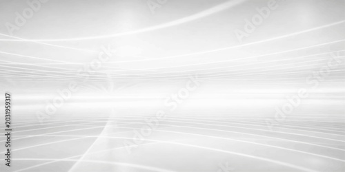 Tableau sur toile Abstract white light curves and lines creating a sense of endless space and movement, evoking a clean and futuristic aesthetic
